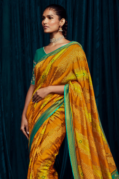 canary yellow brasso saree 1 2