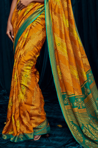 canary yellow brasso saree 1 3