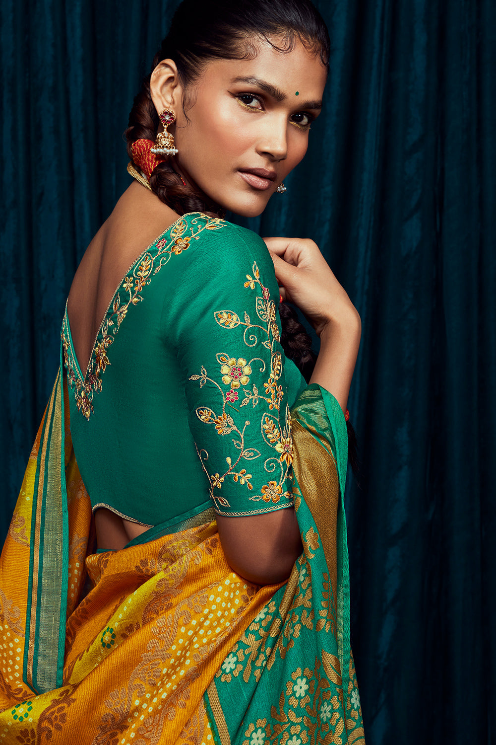 canary yellow brasso saree 1 6