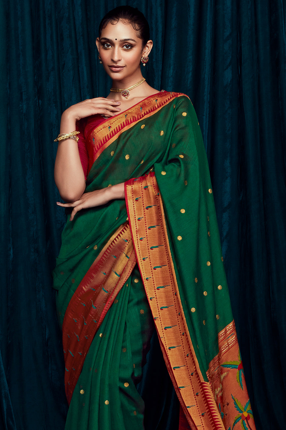 phthalo green brasso saree 5