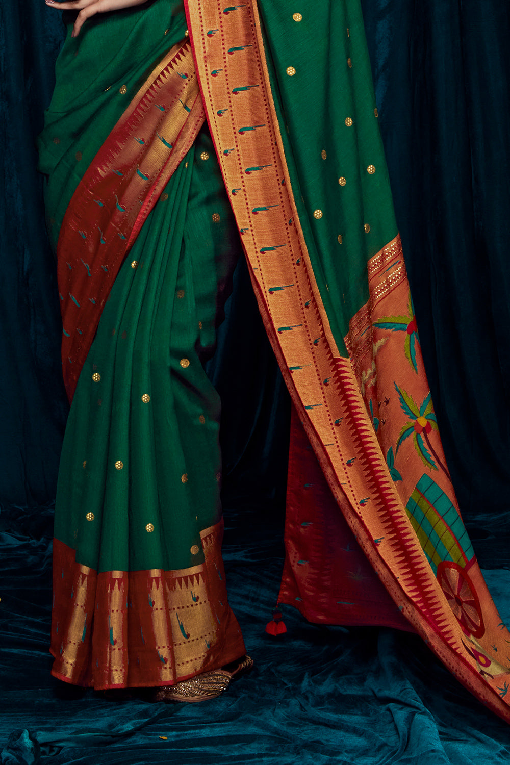 phthalo green brasso saree 6