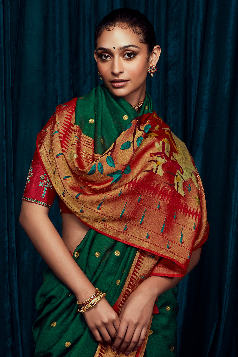 phthalo green brasso saree 2