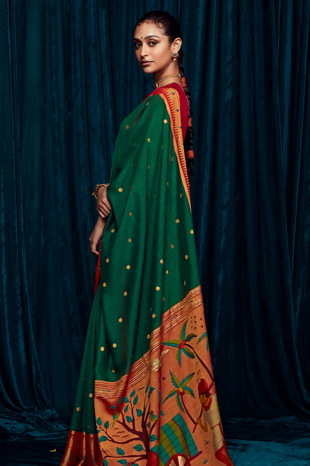 phthalo green brasso saree 3