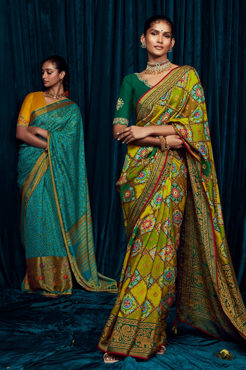 pine green brasso saree 5