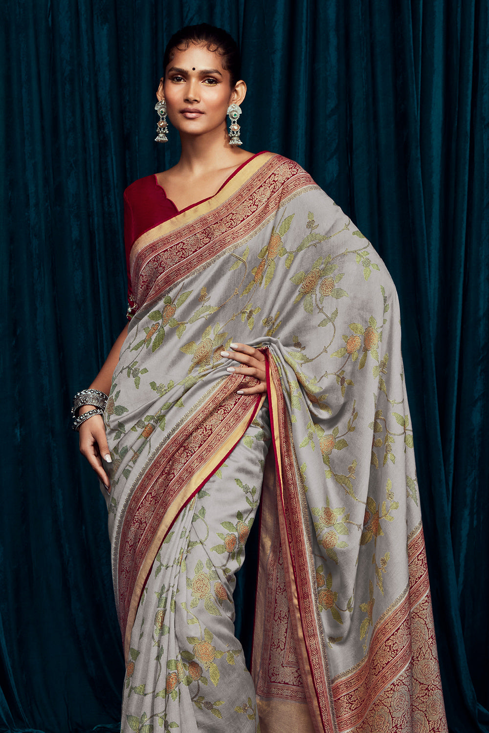 cloud grey brasso saree 2