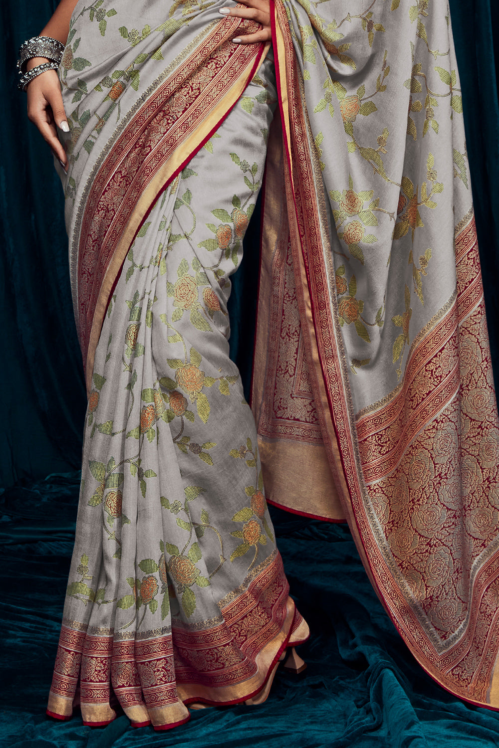 cloud grey brasso saree 3