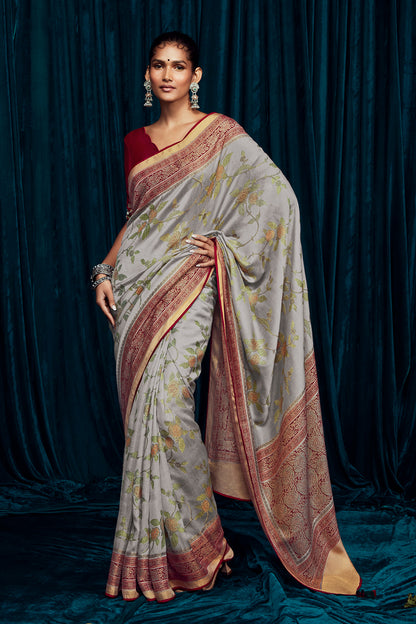 cloud grey brasso saree 1