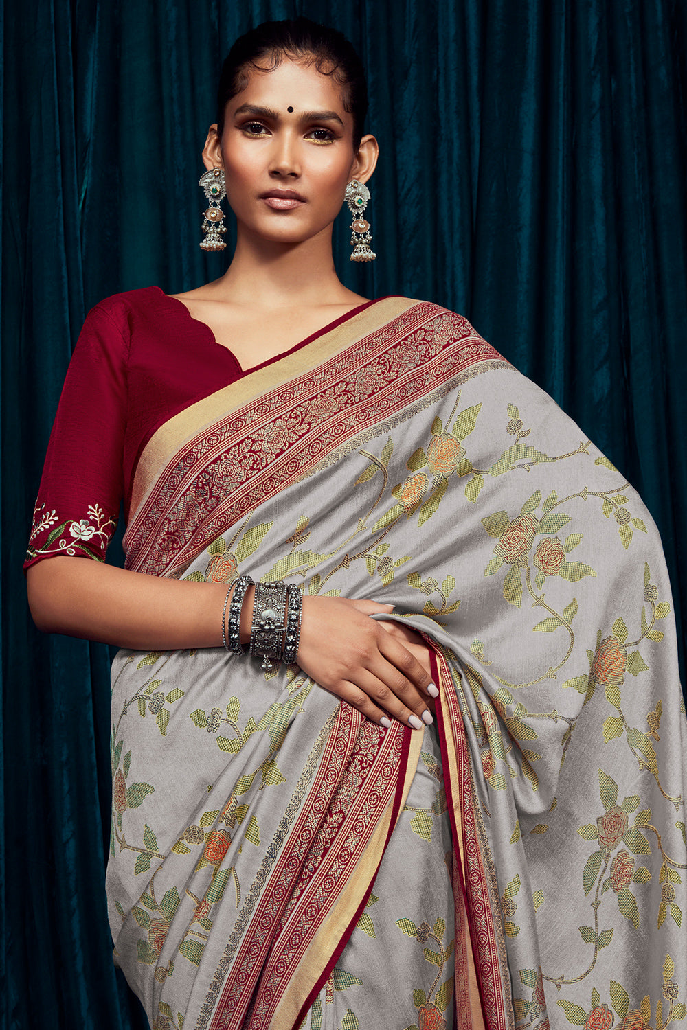 cloud grey brasso saree 4