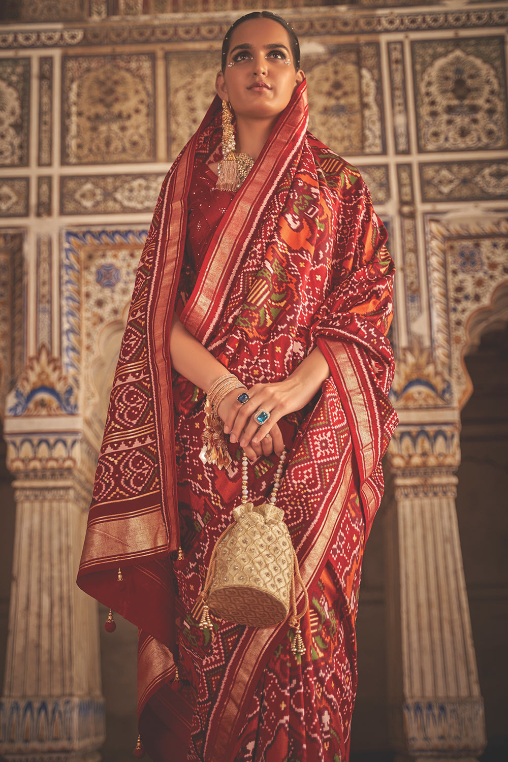 maroon red patan patola saree 4