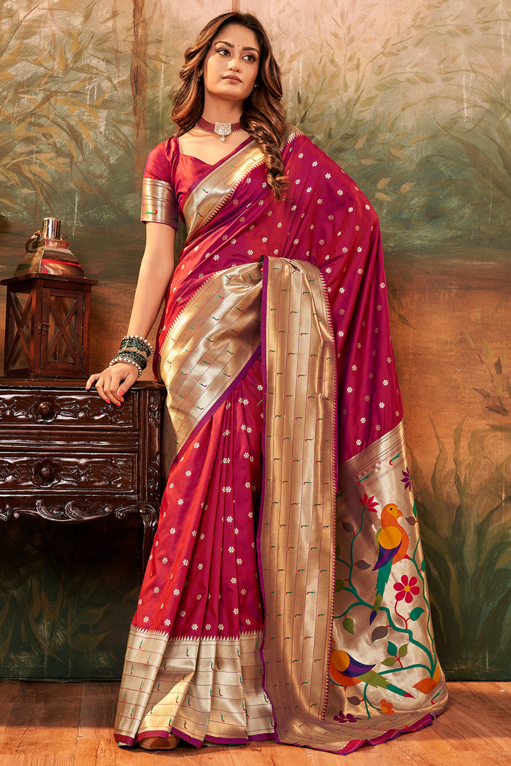 deep maroon paithani saree 1