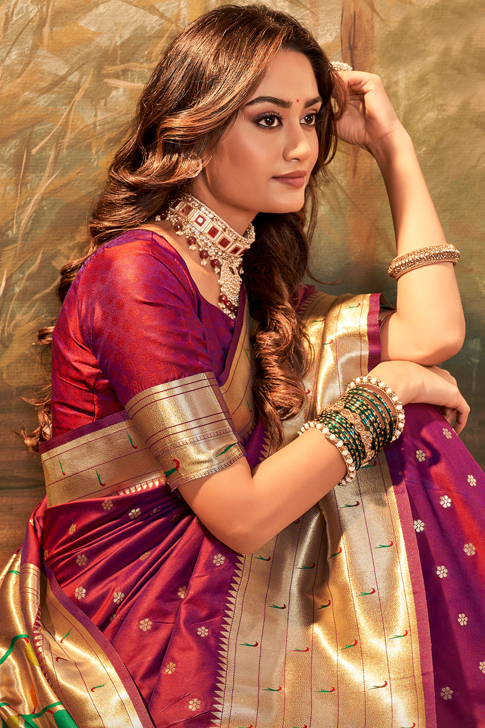 deep maroon paithani saree 3