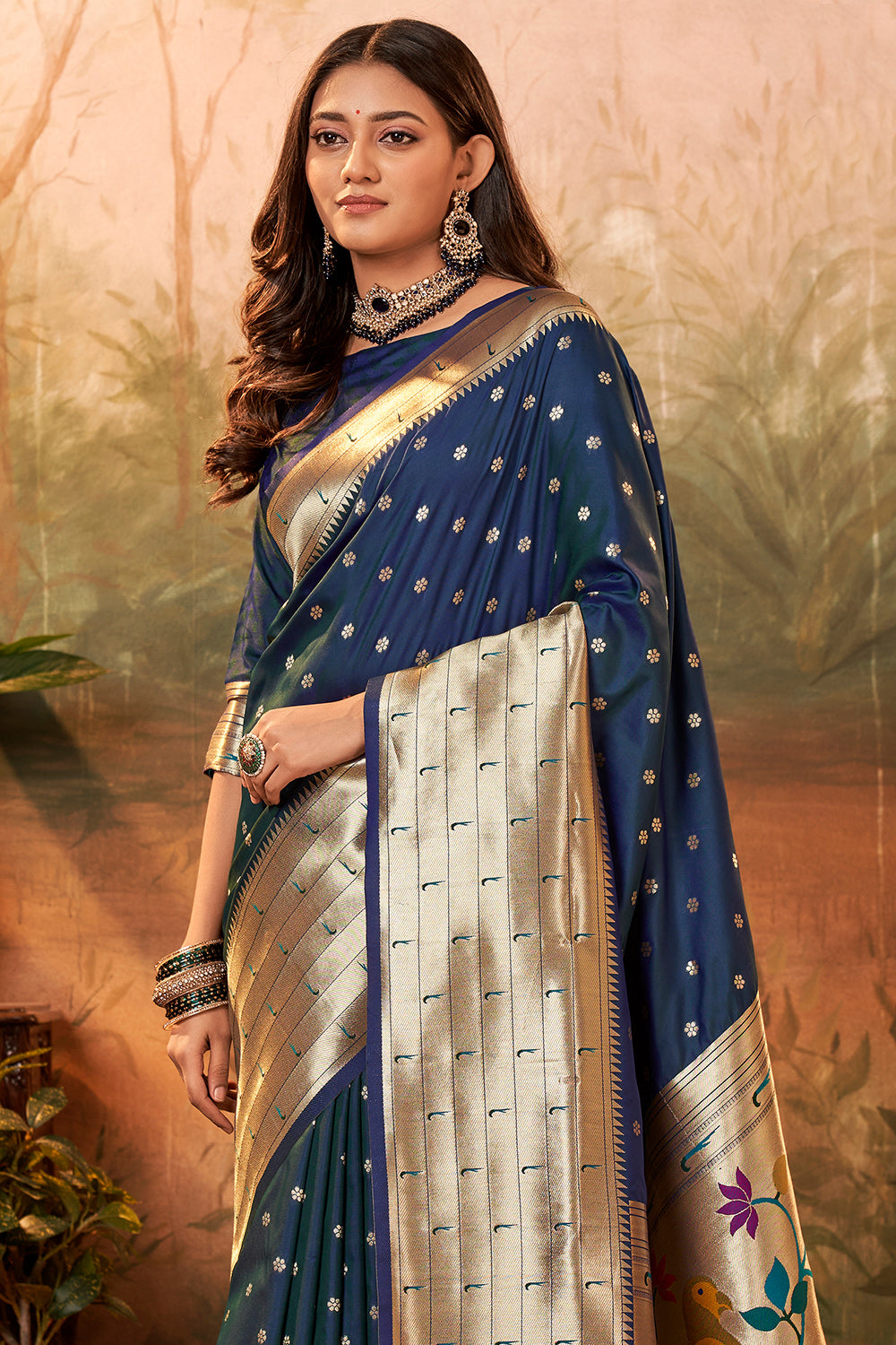 berry blue paithani saree 2