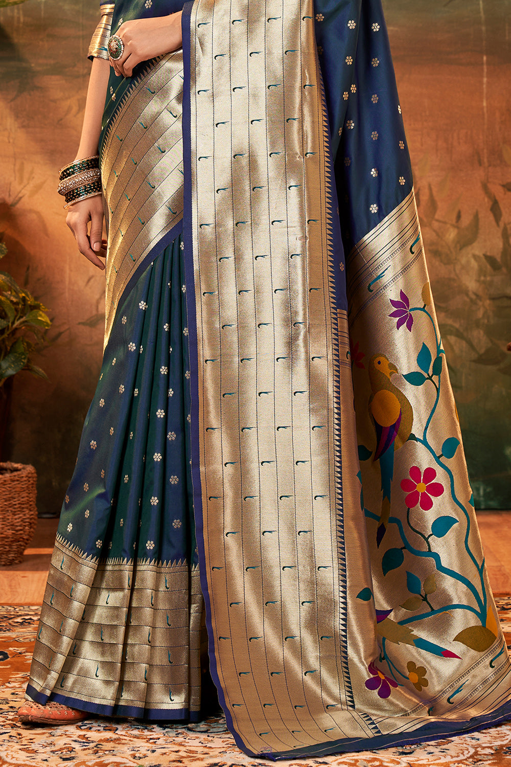 berry blue paithani saree 5