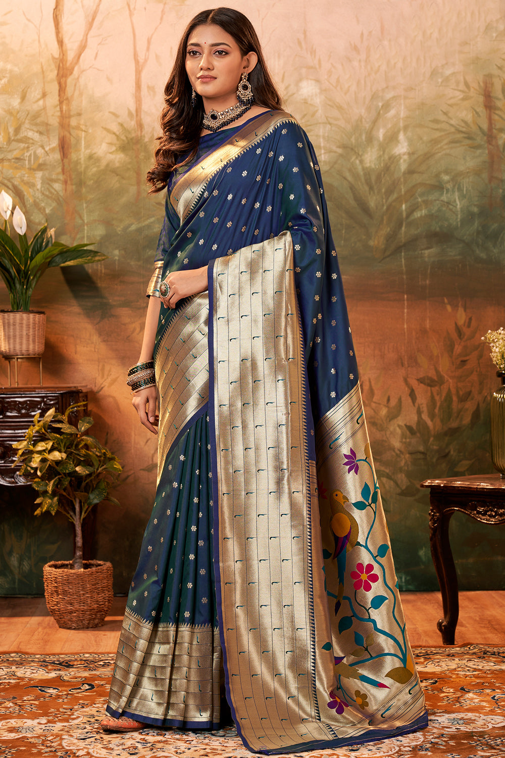 berry blue paithani saree 1