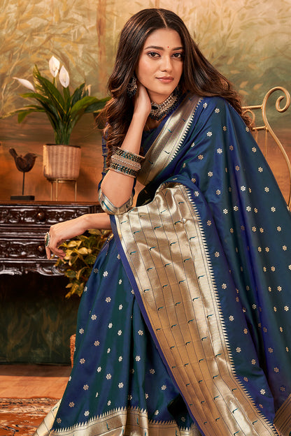 berry blue paithani saree 4