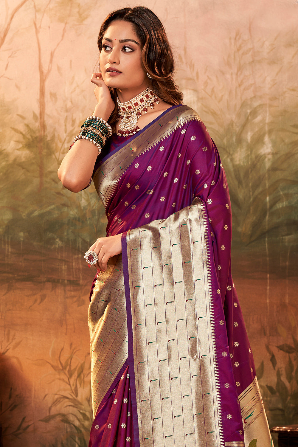 plum purple paithani saree 3