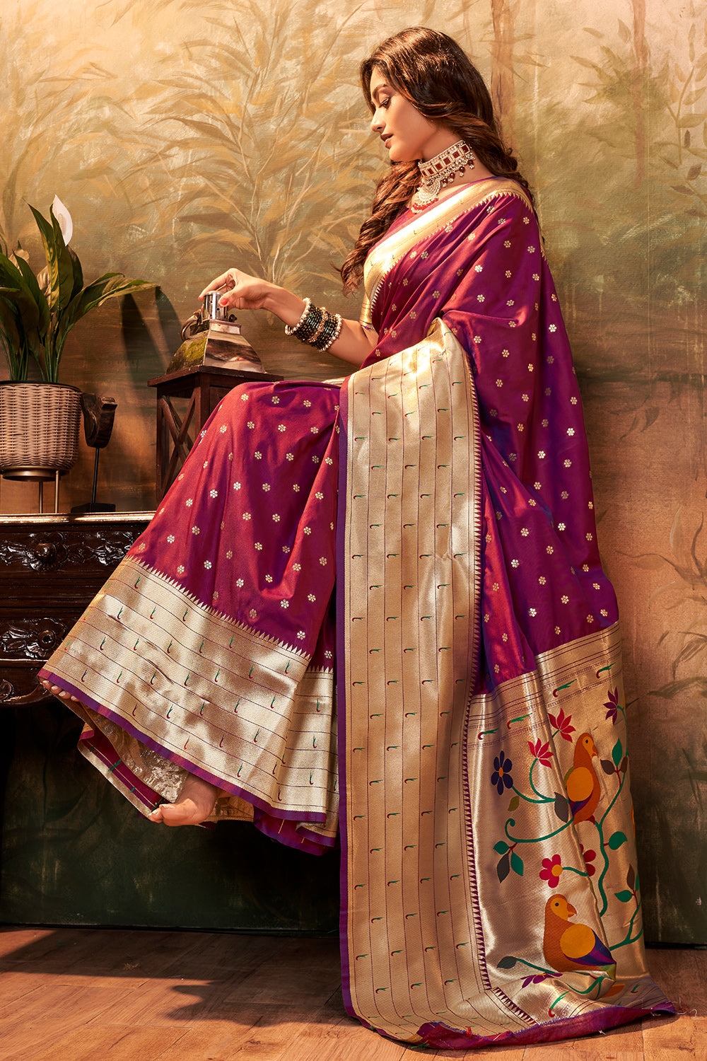 plum purple paithani saree 2