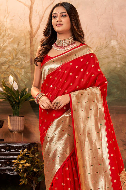 bright red paithani saree 2