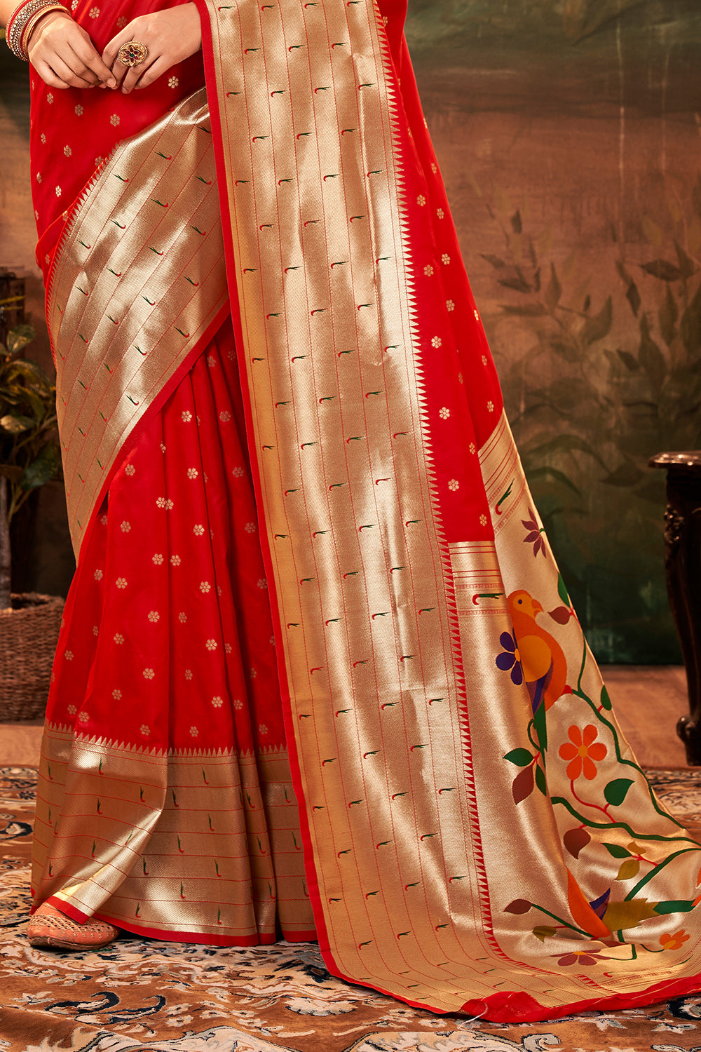 bright red paithani saree 3