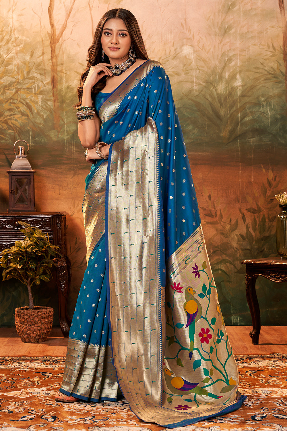 lapis blue paithani saree 3