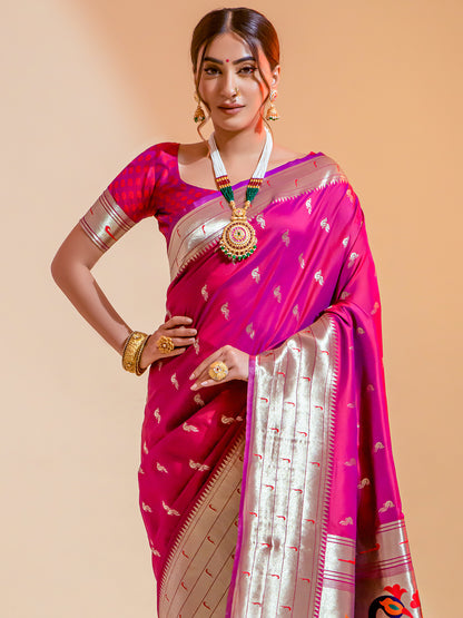 magenta pink paithani saree 2