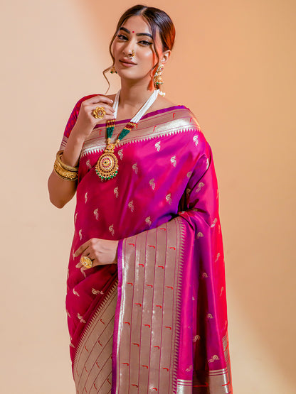 magenta pink paithani saree 5