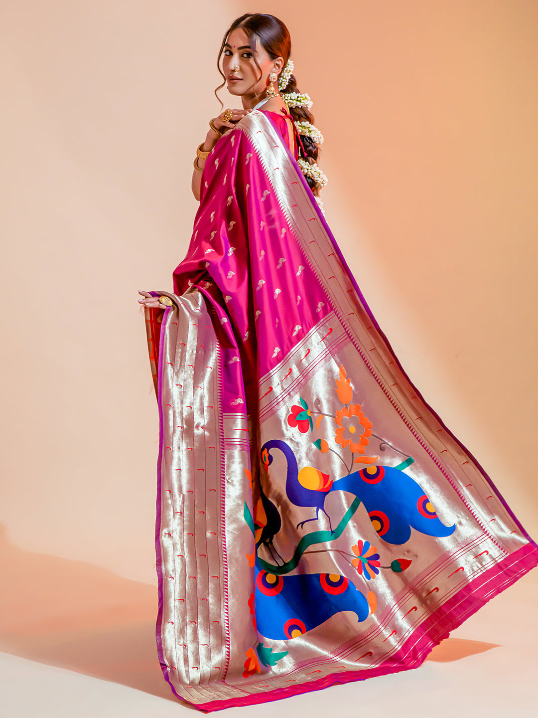 magenta pink paithani saree 1