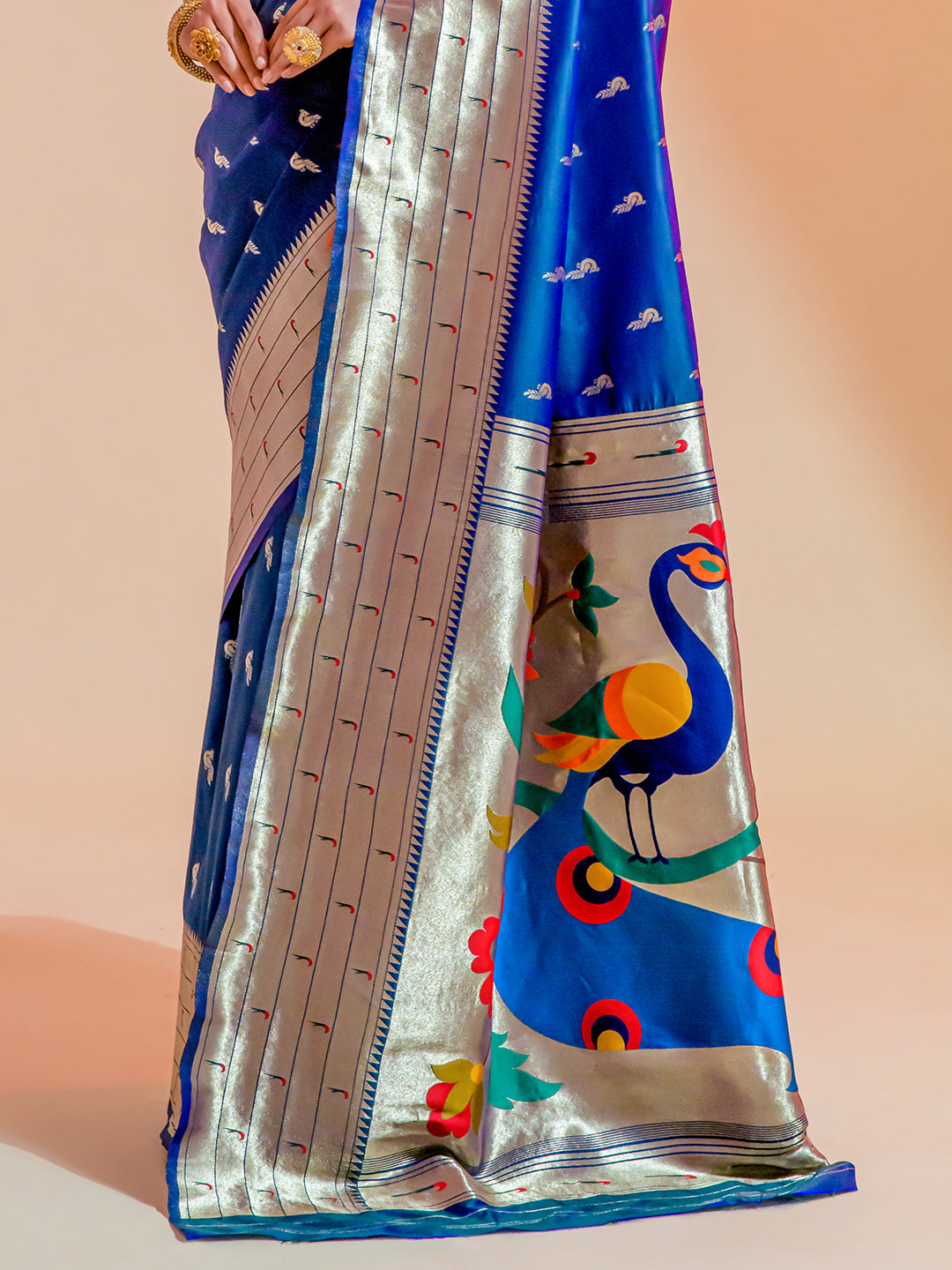 azure blue paithani saree 1 4