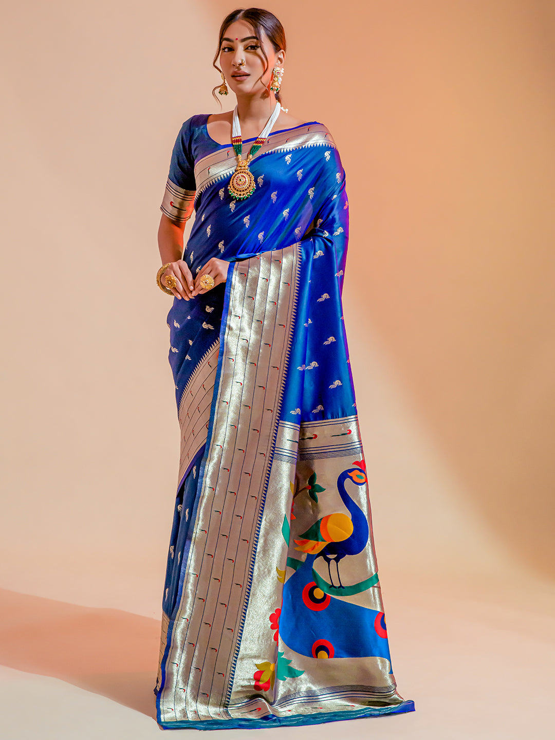 azure blue paithani saree 1 1