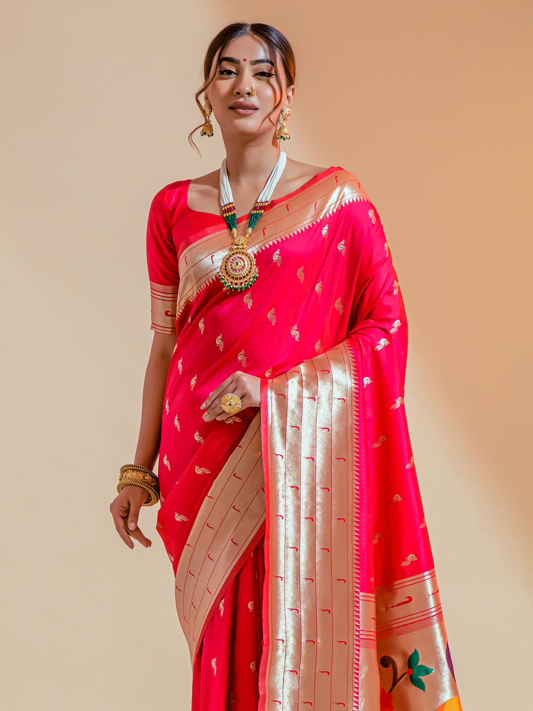 ruby pink paithani saree 3