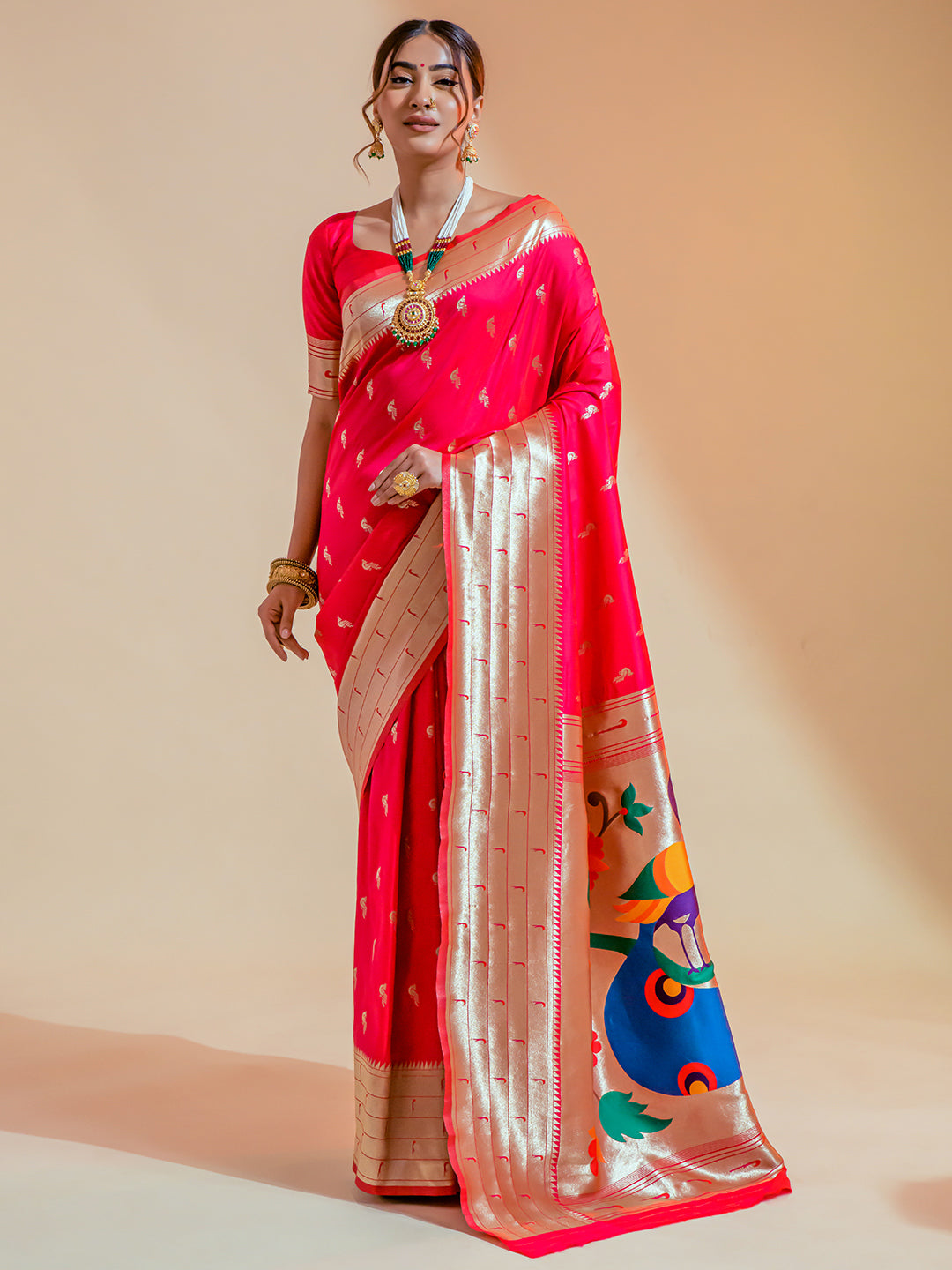 ruby pink paithani saree 1