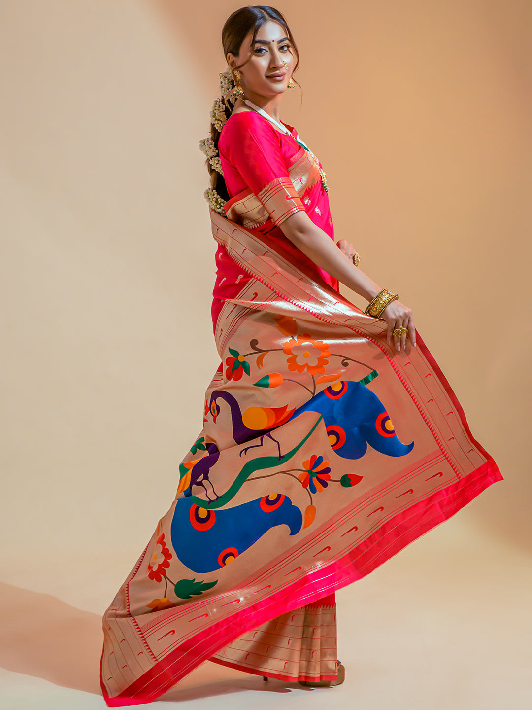 ruby pink paithani saree 2