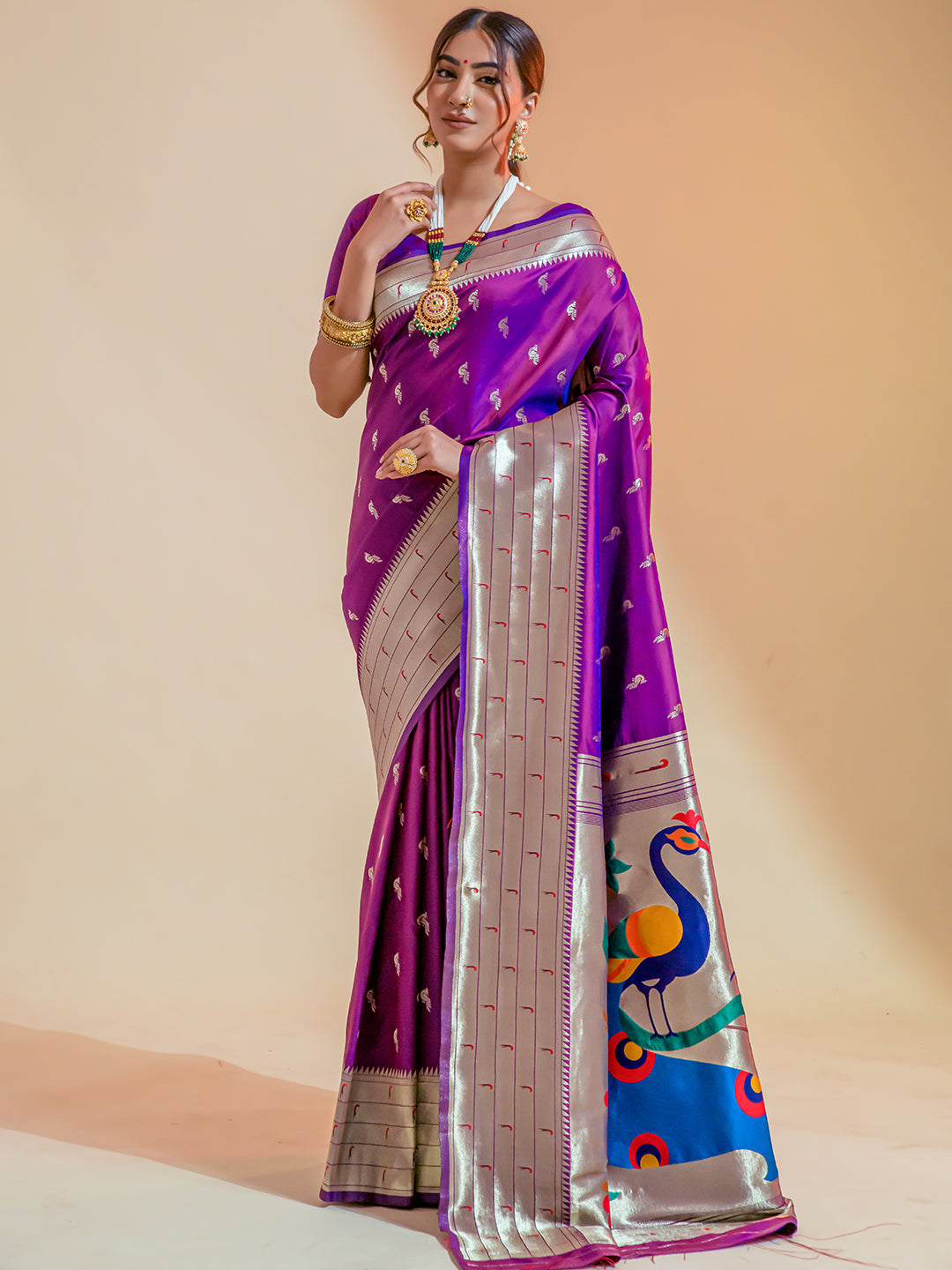 violet paithani saree 1