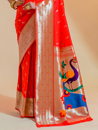 bright red paithani saree 1 4