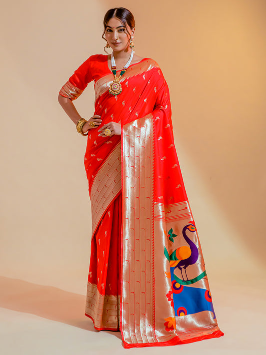 bright red paithani saree 1 1