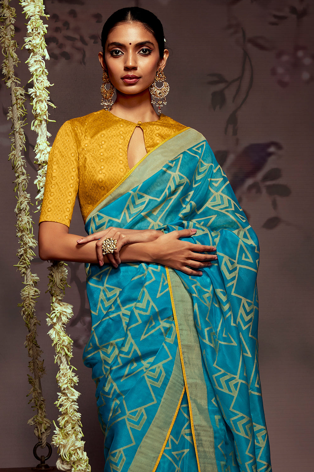 sky blue brasso saree 4