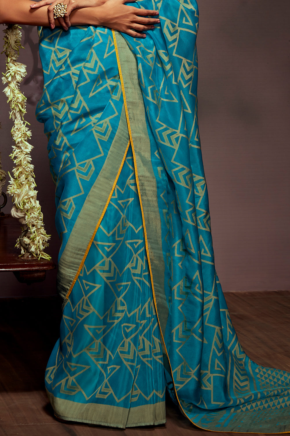 sky blue brasso saree 6