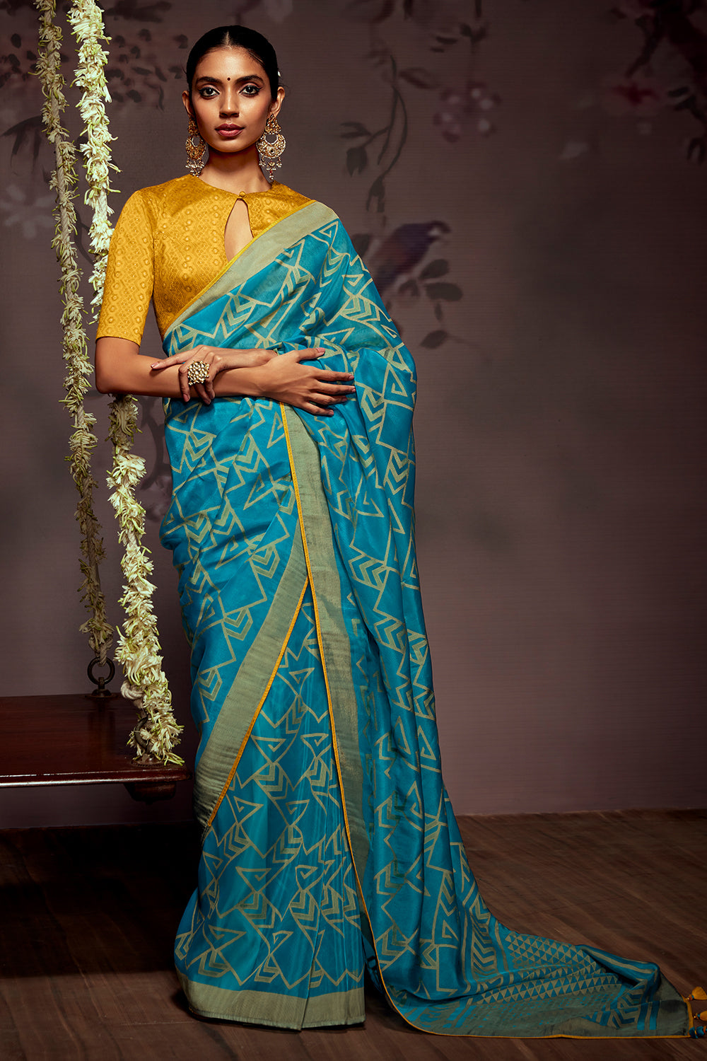 sky blue brasso saree 5