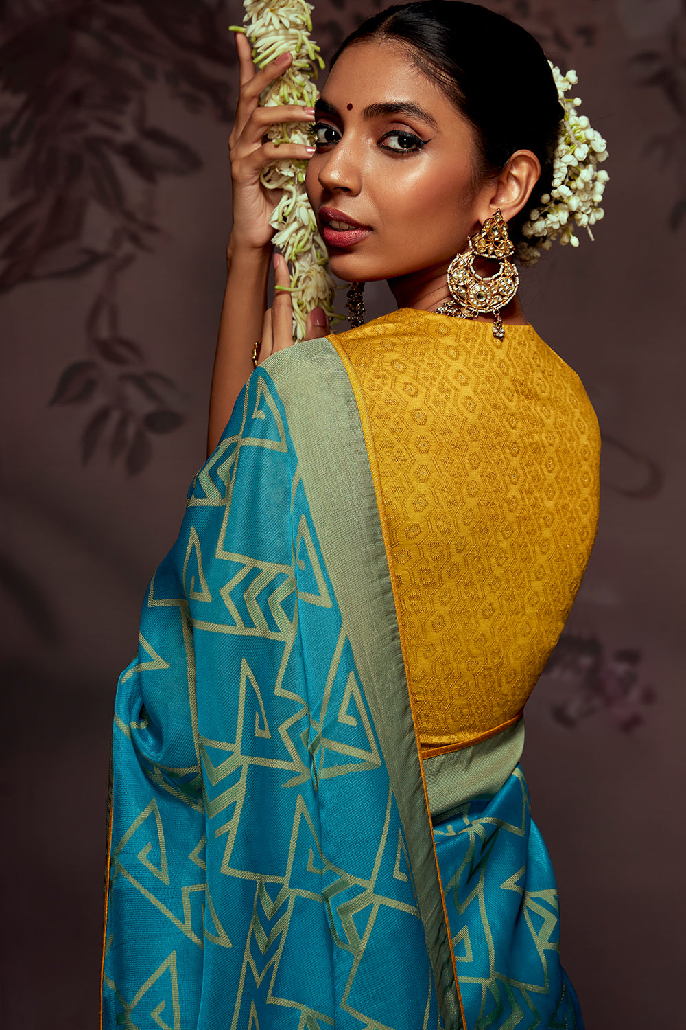 sky blue brasso saree 2