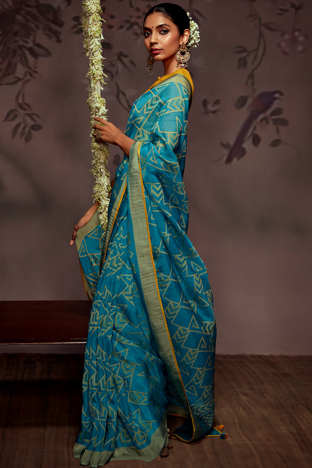 sky blue brasso saree 3