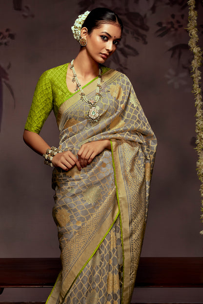 ash grey brasso saree 2