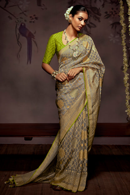 ash grey brasso saree 4