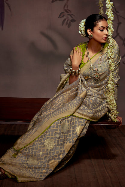 ash grey brasso saree 1