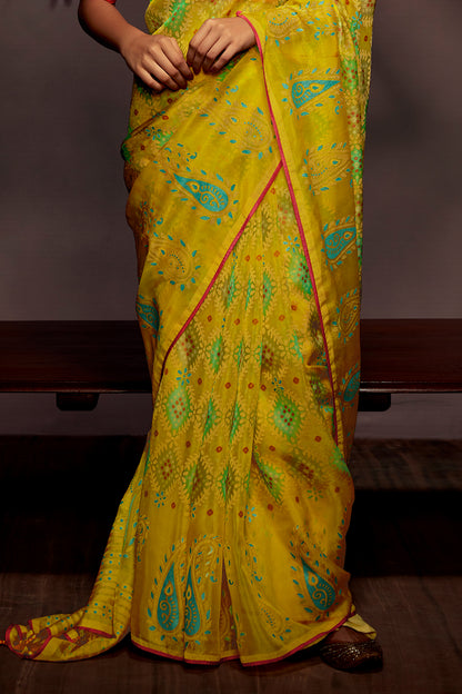 canary yellow brasso saree 2