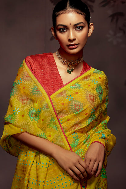 canary yellow brasso saree 4