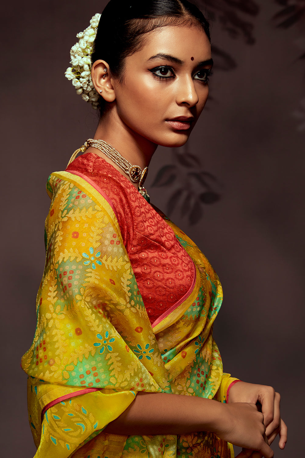 canary yellow brasso saree 5