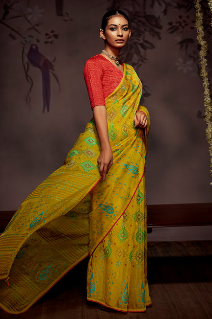 canary yellow brasso saree 6