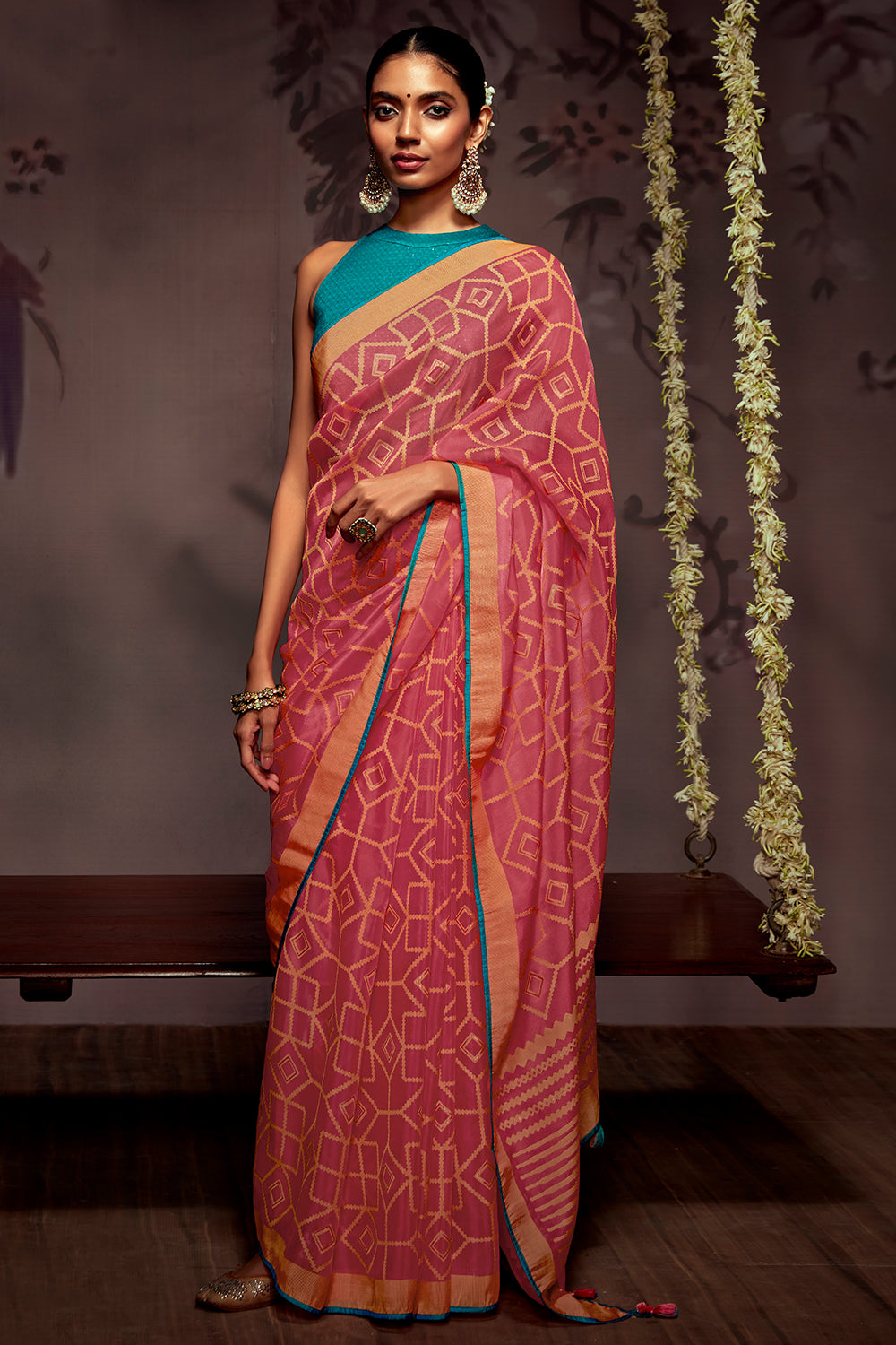 brink pink brasso saree 5