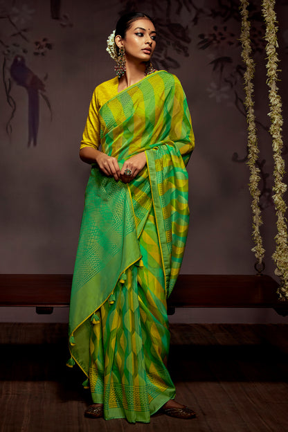 lime green brasso saree 6