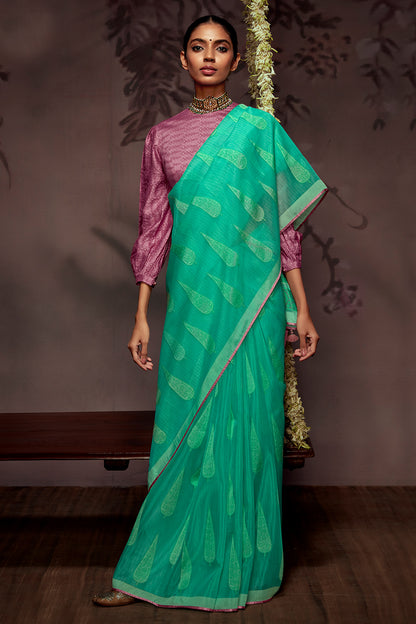 turquoise green brasso silk 3